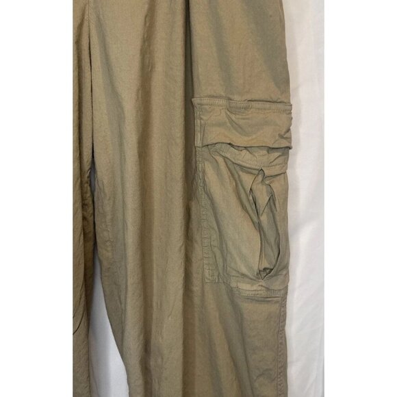 Athleta Women’s Tan Flax Paradise Mid Rise Linen Blend Pull On Cargo Pants Sz M - Picture 5 of 15